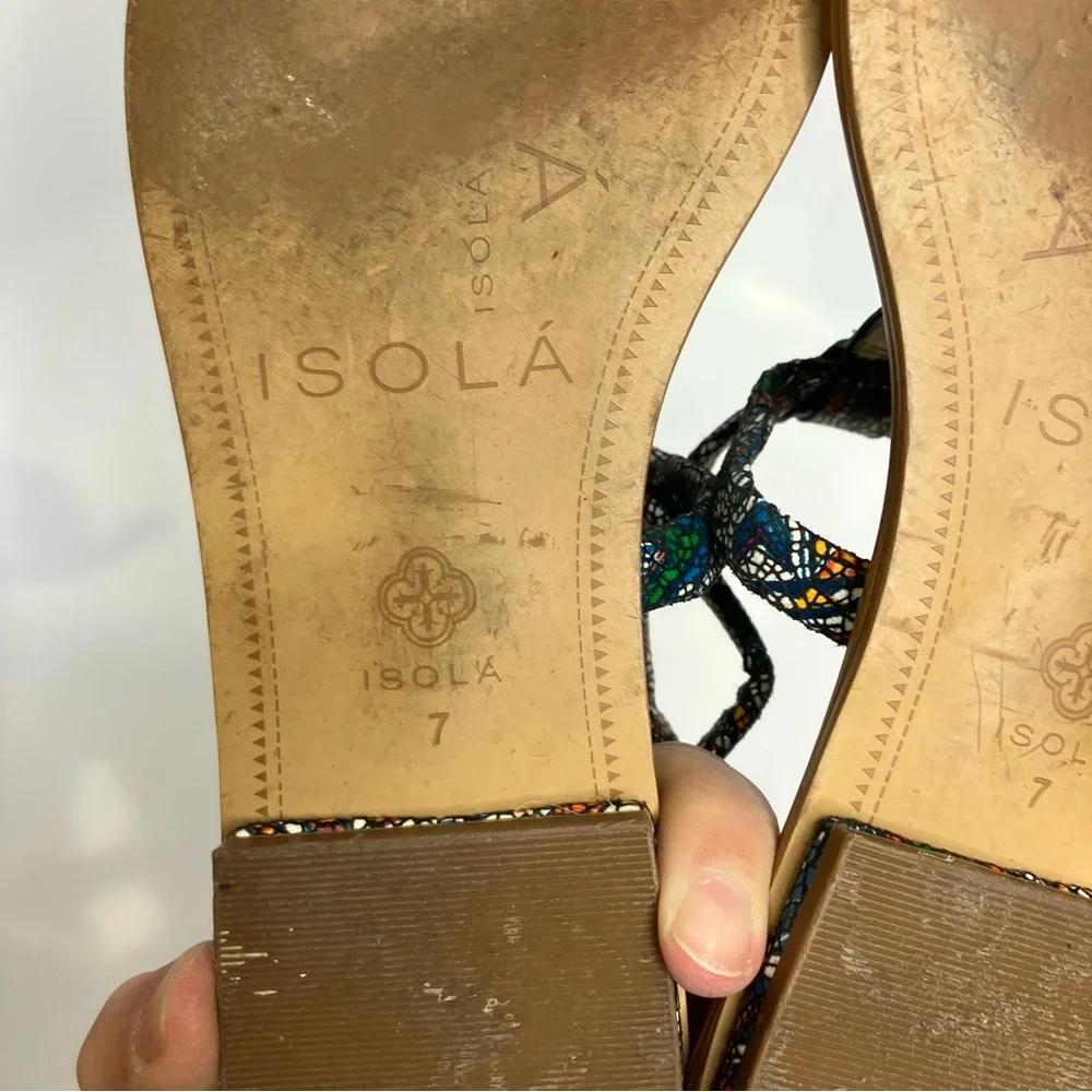 Isola Mackenzie t-strap sandals casual summer multicolor women’s size 7‎